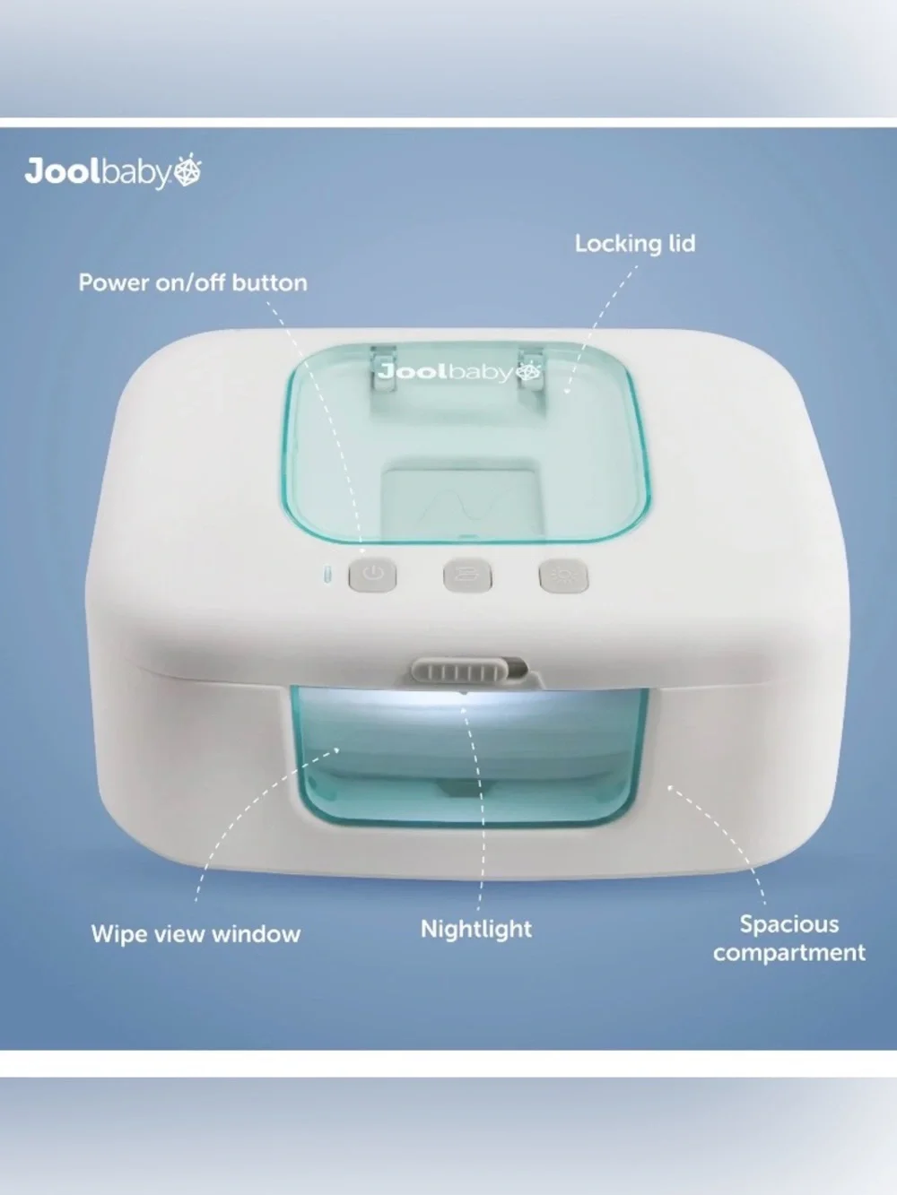 Baby Wipe Warmer & Dispenser W/ LED Changing Light & On/Off Switch by Jool Baby
